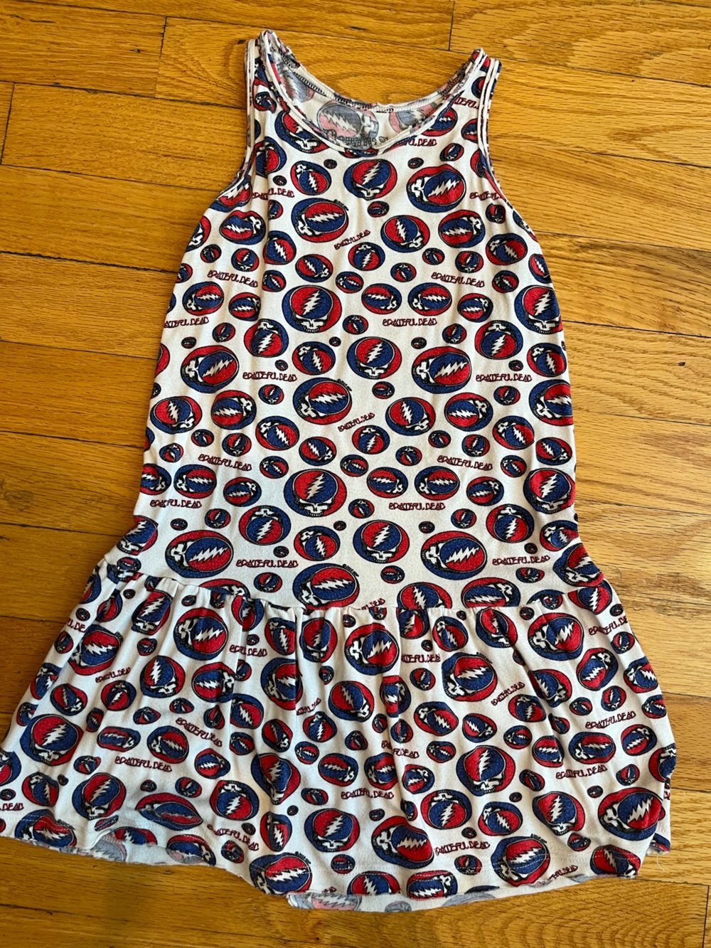 Rowdy Sprout White Tank Dress with Red & Blue Circles
